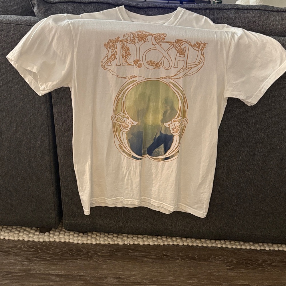 Aly & AJ Silver Deliverer Tour White Graphic Short Sleeve Tee